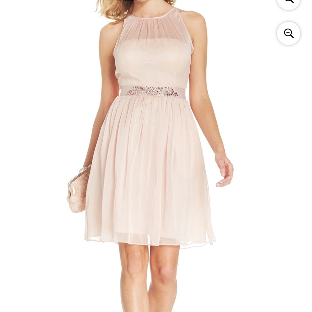 Adrianna Papell women’s belted chiffon embellished cocktail dress